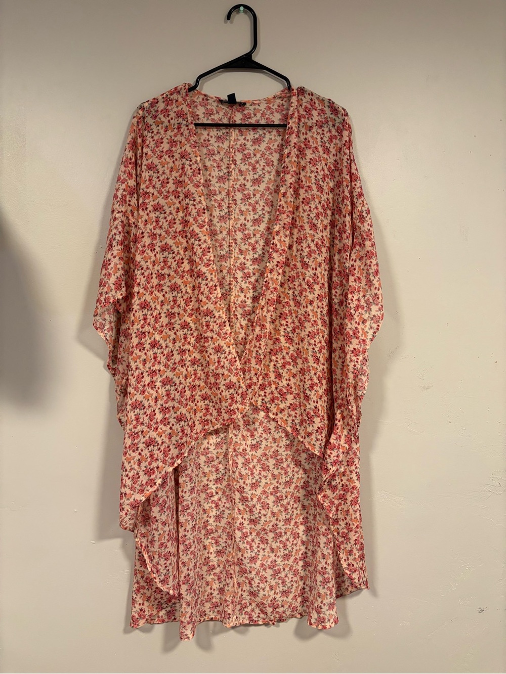 American Eagle Outfitters Pink Floral Draped Cardigan